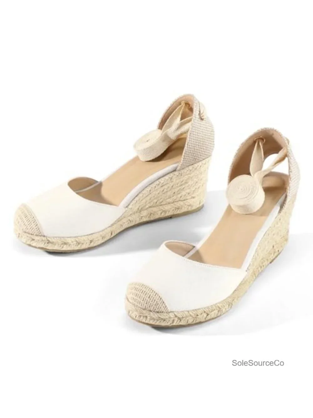 Espadrille Platform Wedge Sandals Closed Toe Ankle Strap Lace Up